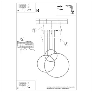Lampe suspendue RIO 3 noir LED - Thoro