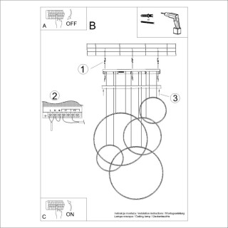 Lampe suspendue RIO 5 noir LED 4000K