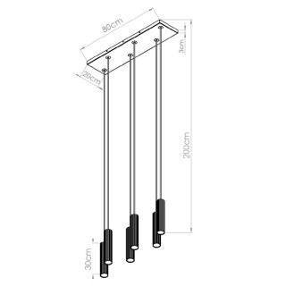 Lampe suspendue IVAR 6L czarna LED - Thoro