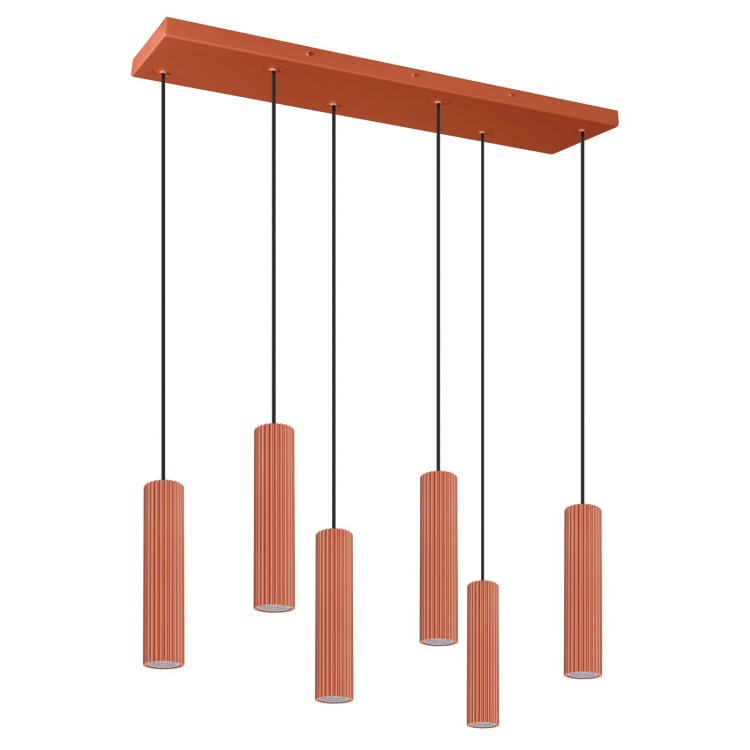 Lampe suspendue IVAR 6L rouge ochra - Thoro