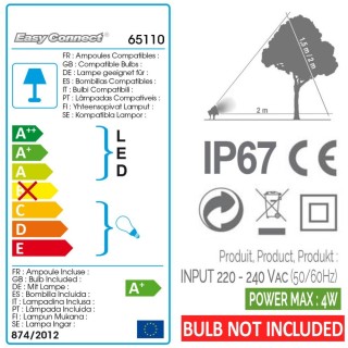 Projecteur spot led exterieur sur piquet 65110 Easy Connect
