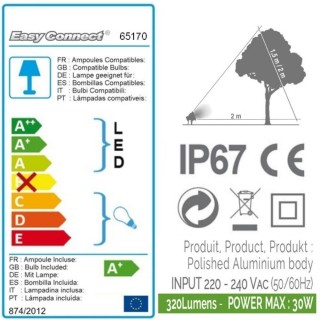 kit 3 projecteurs acier alu brossé IP67