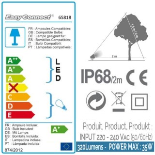 Projecteur spot basssin LED 4W sur socle et piquet 65818 Easy Connect