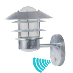 FLY Applique extérieure Montante + détecteur Acier Galva / Diffuseur Verre