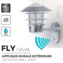 FLY Applique extérieure Montante + détecteur Acier Galva / Diffuseur Verre