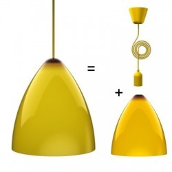 composition Abat-jour Funk 27 Jaune intérieur blanc diam 27cm Nordlux 75453226 , cordon en option achat à part