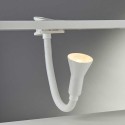 Lampe clip Desk Partner Flex métal Blanc pince plastique E14 40W livrée ss ampoule Searchlight EU4122WH