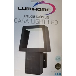 Applique murale extérieure aluminium noir mat 7w led intégrée 450 lumens casa light led lumihome