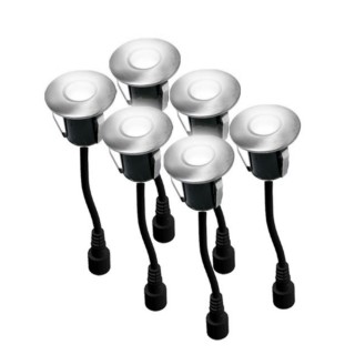 Lot de 6 mini balises LED à encastrer blanc froid 65400 Easy Connect