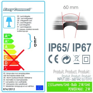 Balise spot LED bleue à encastrer 7.5cm 65431 Easy Connect