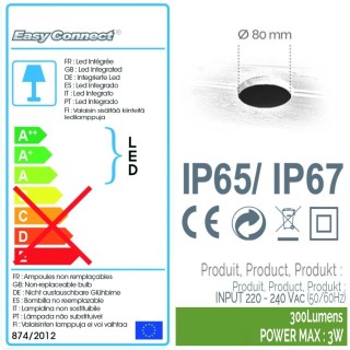 Balise Spot LED blanc chaud à encastrer 9.6cm 65456 Easy Connect