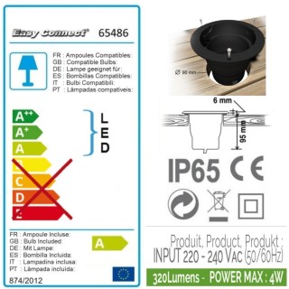 Spot led encastrable carré terrasse plancher bois 65486 Easy Connect