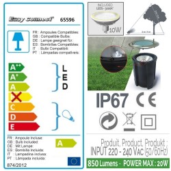 Gros spot rond blanc chaud LED 8W pour béton ou terre 65596 Easy Connect