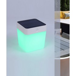 LUTEC Table-Cube avec panneau solaire en plastique Blanc 10,5 x 10,5 x 12,5 cm