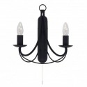 Suspension, 2 lumieres, metal alu, noir,6342-2BK