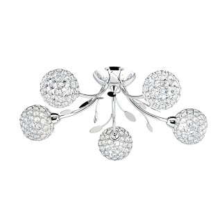 Suspension, 5 lumieres, metal alu, chrome,6575-5CC