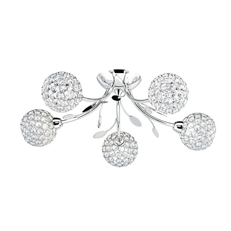 Suspension, 5 lumieres, metal alu, chrome,6575-5CC