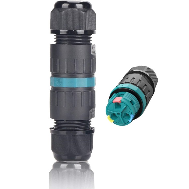 connecteurs de câbles étanches IP68 Ø4mm-Ø12mm TÜV Manchon de raccordement électrique extérieur 3 broches