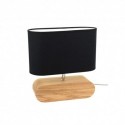 BRITOP,Lampe à poser Socle en Chêne Huilé, 1 Ampoule, Abat jour Noir, Design Ovoïde, MARINNA,7615074