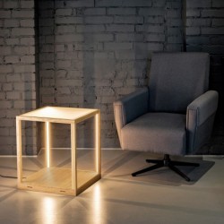 BRITOP,Lampe à poser en Chêne huilé, Design Carré, avec Variateur Tactile, TAVOLI,8871974