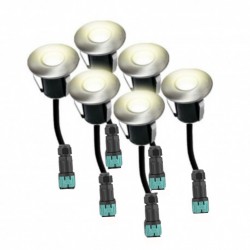 6 mini Balises Spots LED blanc chaud à encastrer 65416 Easy Connect