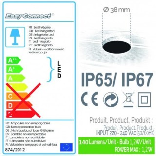 6 Mini Balises spots LED bleues 4.5cm à encastrer 65401 Easy Connect