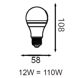 Ampoule LED - E27 - 12W - 180° - 1050lm