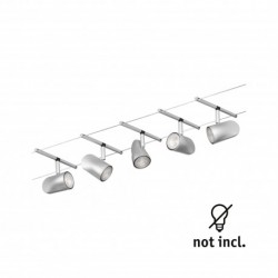 Corduo Sys de câb Set Cup max5x10W chrom mat/chrome GU5,3 12V DC 60VA pla/métal