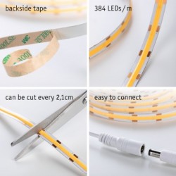 Kit de Strips SimpLED COB. 3m blc chaud 11W 230/12V DC Blanc Métal