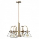 Lustre en verre transparent 4 lumières - Caramel brossé