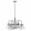 Lustre en verre transparent 4 lumières - Chrome