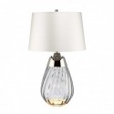 Petite lampe de table fumée avec abat-jour blanc cassé 2 lumières
