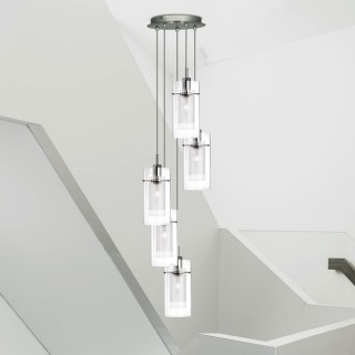 Suspension 5 descentes multi  gouttes verre clair E14 maxi 5x60w DUO I