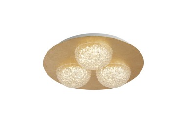 Plafonnier Rond LED metal dore et acrylique clair 20w 1730 Lumens 3000k 3 niveaux d intensité par inter Diam 35cm CELESTIA