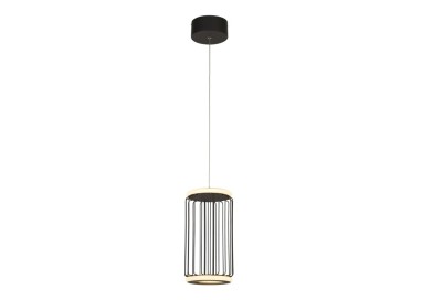 CAGE LED Suspension Metal noir, diff silicone blanc, 13w 1407 lumens 3000k, dimmable 3 niveaux par inter CIRCOLO
