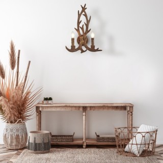 Applique murale 2 branches Resine Marron E14 max 2x60w STAG 2LT ANTLER
