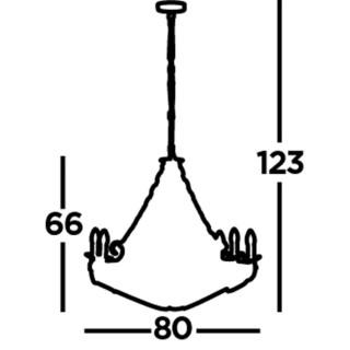 Lustre chaine 8 branches fer forgé noir, E14 8x60w max Diam 80cm CARTWHEEL III - 8LT