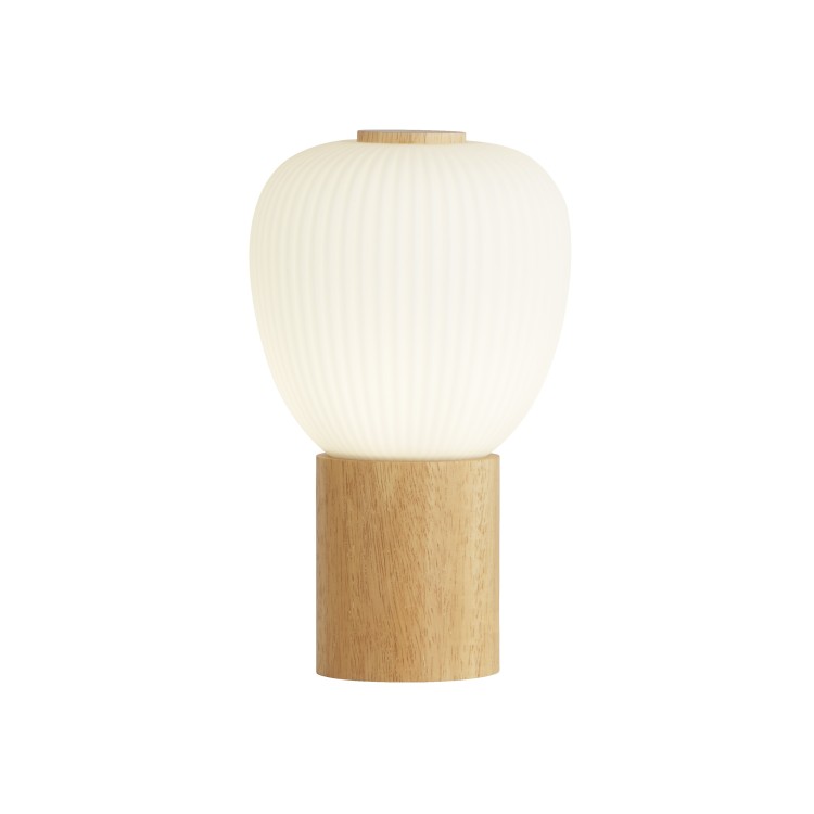 Lampe à poser Bois avec abatjour verre opale cotelé E14 1x40w Max Larg 15cm haut 35cm ELLA Lampe à poser Bois avec abatjour verre opale cotelé E14 1x40w Max Larg 15cm haut 35cm ELLA
