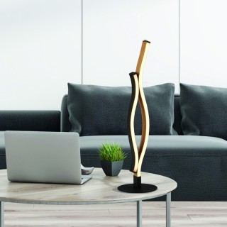 Lampe à poser metal noir avec branche metal noir et effet bois Led 11w 935 lumens réglables 2700k-3000k-4000k et dimmable par in