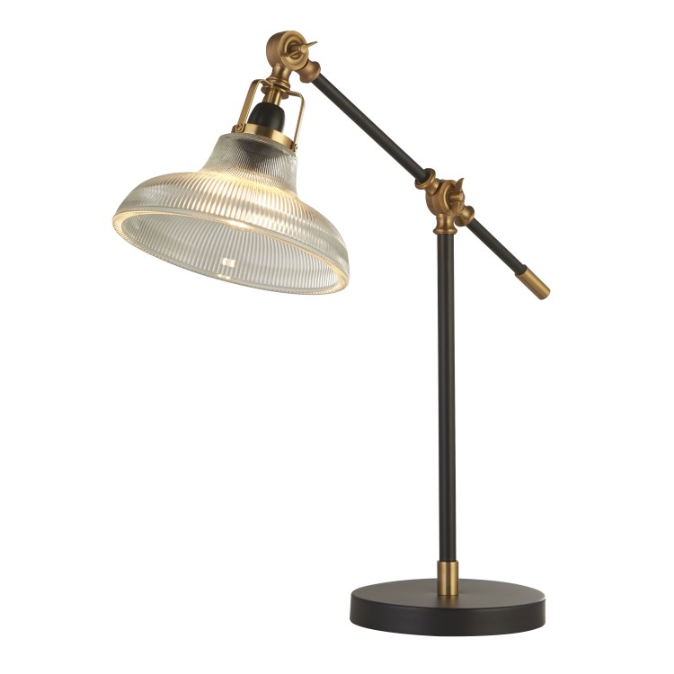 Lampe à poser metal Noir, laiton avec verre strié clair E14 max 60w Haut 67cm Diam 60cm BERWICK Lampe à poser metal Noir, laiton avec verre strié clair E14 max 60w Haut 67cm Diam 60cm BERWICK