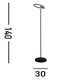 Lampadaire, Métal noir et diffuseur acrylique blanc 10w 852 lumens 3000k Dimmable Inter sensitif 3 niveaux Haut 1m40 SPACE 1LT L