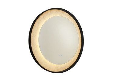 Miroir LED SDB IP44 CLII Metal Noir mat avec effet marbre 17w 1529 Lumens CCT 2000k-4000k inter touch dimmer LUXO