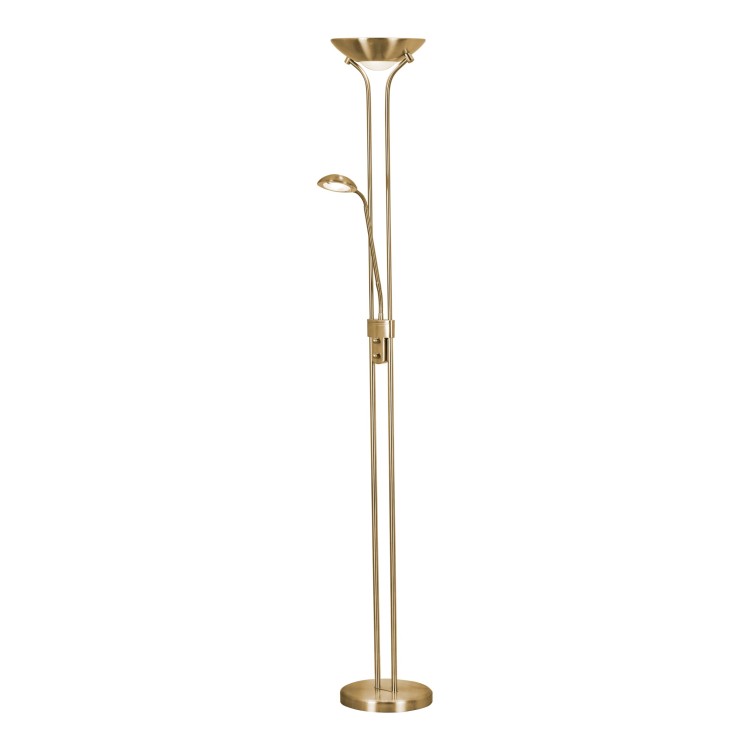 Lampadaire avec liseuse metal Laiton satine 16w led 2493 lumens 3000k avec variateur Haut 180cm Diam 25.4cm LED MOTHER & CHILD Lampadaire avec liseuse metal Laiton satine 16w led 2493 lumens 3000k avec variateur Haut 180cm Diam 25.4cm LED MOTHER & CHILD