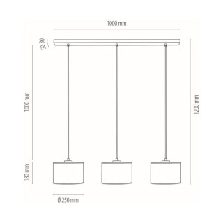 Suspension en Métal Chromé et Tissu Blanc ,3xE27 Max.40W,DOVE,15380328