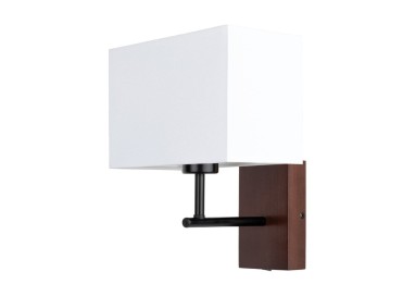 Applique en Bois de Hêtre couleur Noyer, Métal Noir et Tissu Blanc,1xE27 Max.25W,SONAR,5721976