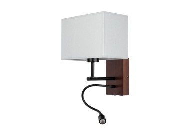 Applique en Bois de Hêtre couleur Noyer, Métal Noir et Tissu Gris, Incl. 1xLED Intégrée 2,5W,SONAR,5733976