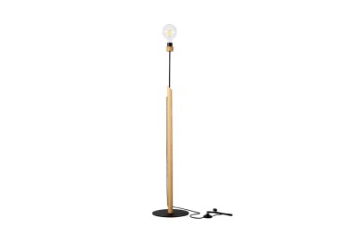 Lampadaire en Bois de Chêne Huilé et Métal Noir ,1xE27 Max.60W,SOLANGE,7541904