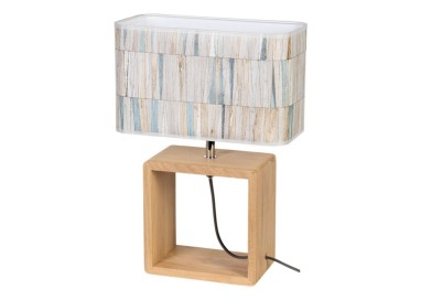 Lampe de Table en Bois de Chêne Huilé et Papier peint,1xE27 Max.25W,MALO,7707174