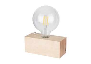 BRITOP,Lampe à poser en Bouleau Naturel, Design Cubic, Pour 1 Amp.+ Inter + chargeur USB, THEO,7461160