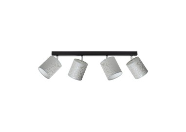 Plafonnier en Métal Noir et Papier peint Beige ,4xE27 Max.25W,MATEO,87800404
